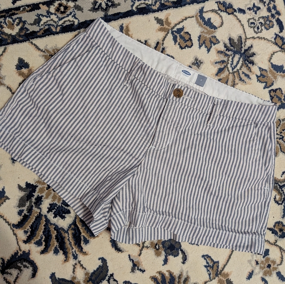 Old Navy Navy and White Striped Shorts